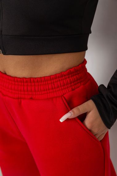 Спортивные штаны женские на флисе  -уценка, цвет красный, 238R57828-U-39 | Зображення 4