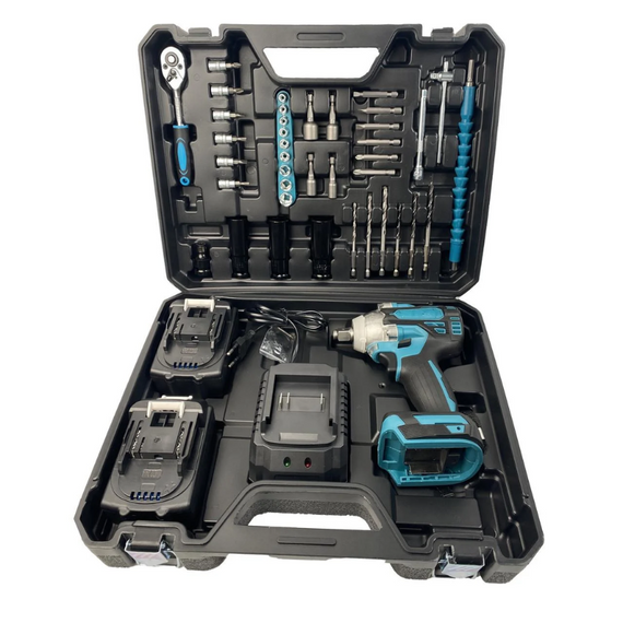 Акумуляторний гайковерт 48V, 5AH, з тріскачкою набором головок і насадок, 2 АКБ