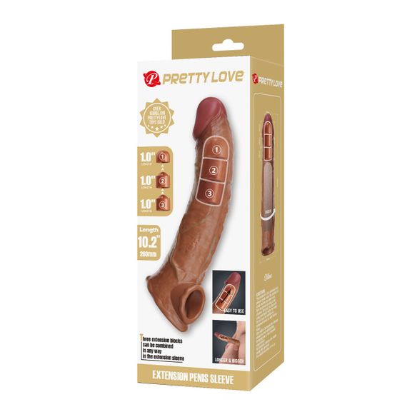 Подовжуюча насадка Pretty Love - Silas Penis Sleeve Brown, BI-026279-1 Sex Aura | Зображення 8