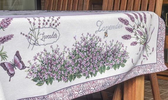 Гобеленовая скатерть на стол 140х320 см Lavander | Зображення 1