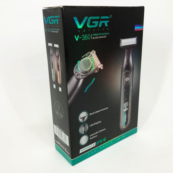 Электробритва VGR V-360 GREEN, Беспроводная электробритва, Триммер для усов, Электробритва с насадками | Зображення 6