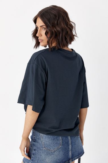 Футболка oversize з написом New York - чорний цвет, ONE SIZE (є розміри) | Зображення 1