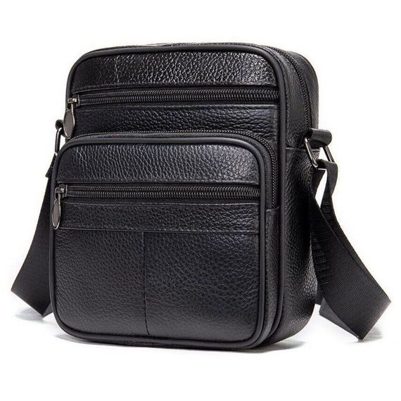 Стильна чоловіча сумка через плече з натуральної шкіри, компактний розмір, багато відділень