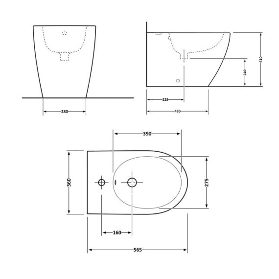 Биде напольное Qtap Robin 560x355x410 White QT13441381W | Зображення 1