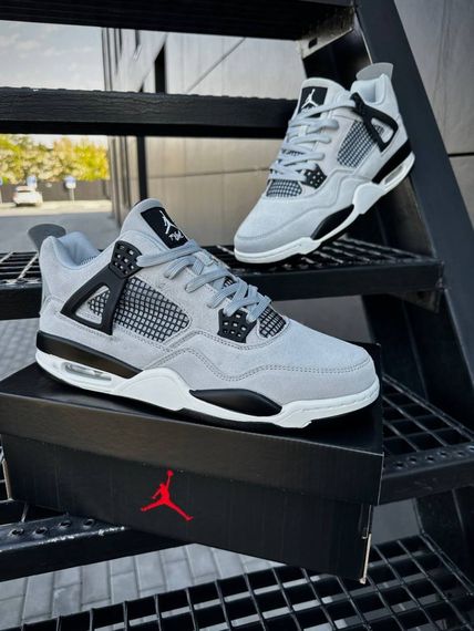 Кросівки Nike Air Jordan 4 Retro, замша (light gray) | Зображення 3