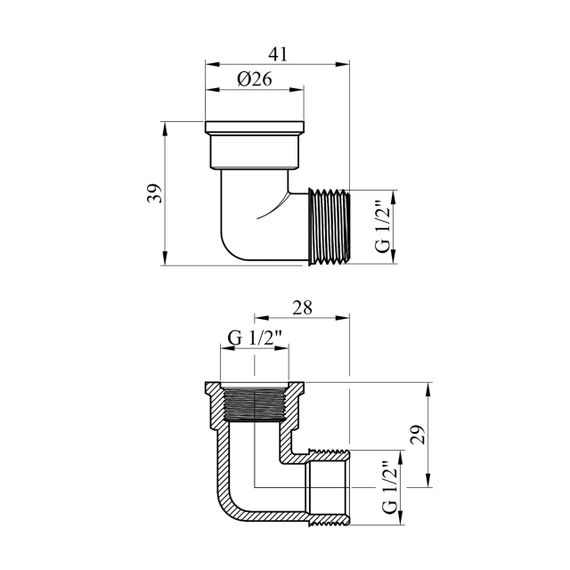 Угольник усиленный LexLine 1/2" ВЗ никелированный НК0122-1Вн | Зображення 1