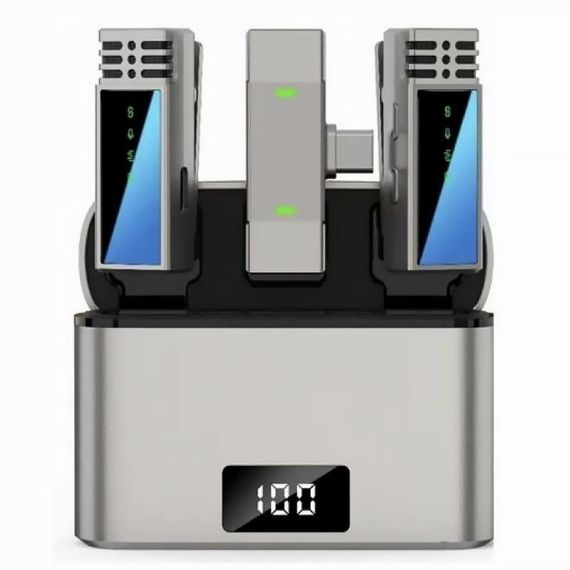 Петличний бездротовий мікрофон Jmary MW-15 Dual-mic Type-C Black | Зображення 1