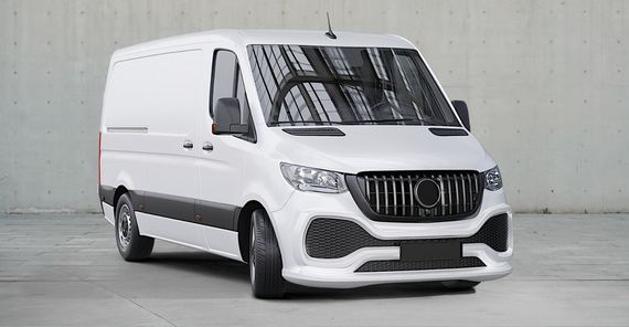 Передний бампер с решеткой ABS (под покраску) для Mercedes Sprinter W907/W910 2018- гг | Зображення 1