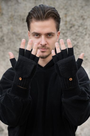 Теплі зимові сенсорні перчатки рукавиці без пальців 3-30 Without Jude Black