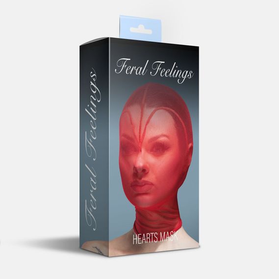 Маска серце сітка із повністю закритим обличчям Feral Feelings - Hearts Mask Red/Red | Зображення 1