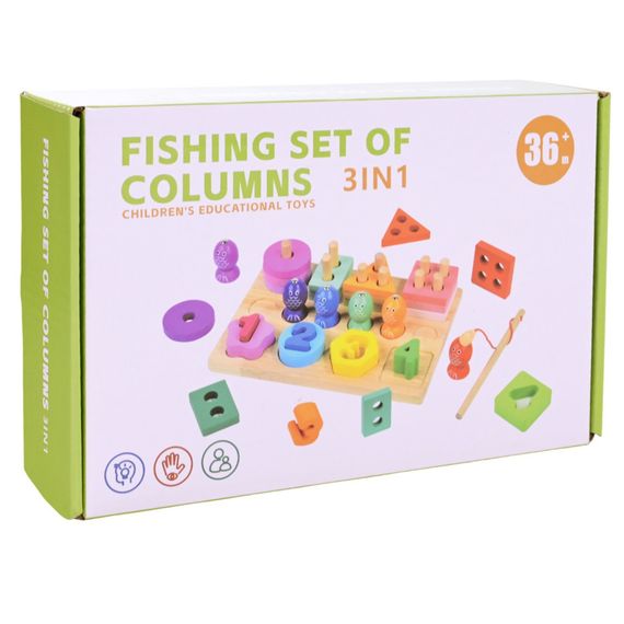 Дитяча дерев’яна іграшка "Пірамідка-сортер" C9416 рибалка, вкладиші | Зображення 3