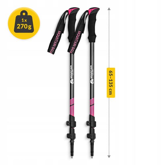 Трекінгові палиці Mountain Goat Peak+ 65-135 см Black/Pink (P-5905973404648) | Зображення 9