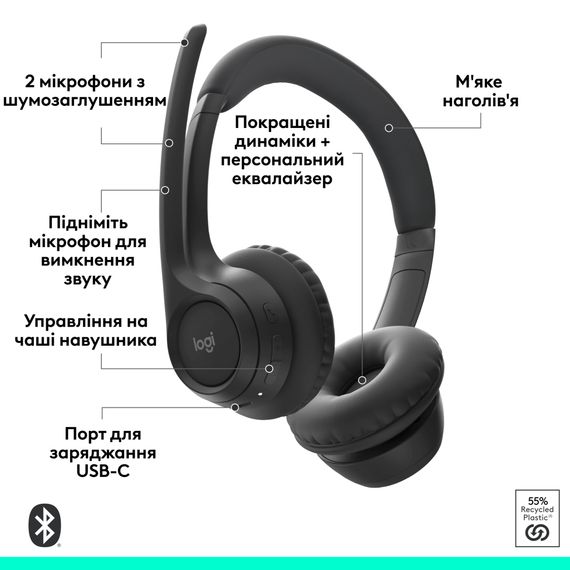 Навушники Logitech Zone 305 for Business Bluetooth Black (981-001458) | Зображення 4