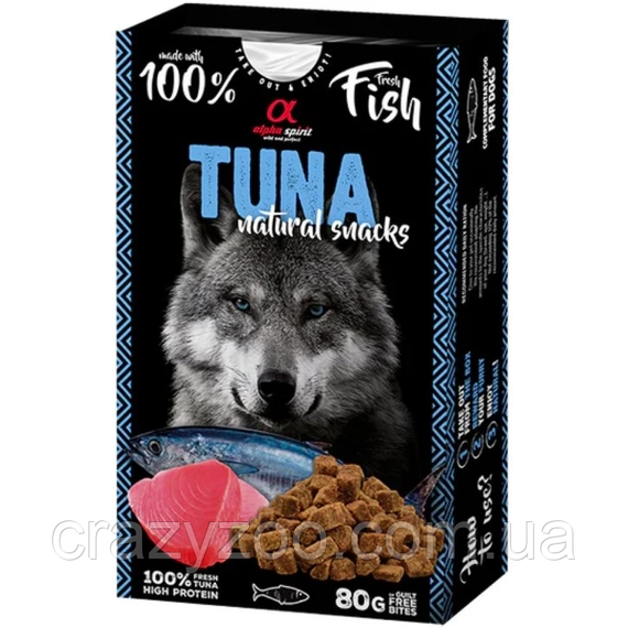 Ласощі для собак Alpha Spirit Tuna Natural Snacks з тунцем 80 г ALPHD110001345