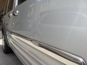 Накладки на молдинги на двери (4 шт, нерж.) Длинная, Carmos - Турецкая сталь для Ford Connect 2002-2006 гг