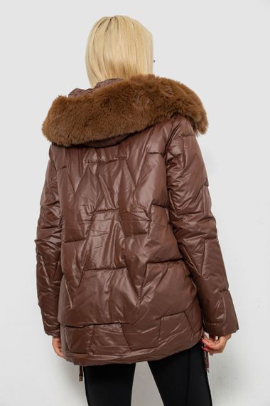 Куртка женская зимняя короткая, цвет коричневый, 244R865 | Зображення 9