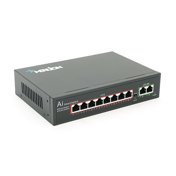 POE комутатор Merlion 8 POE 10/100 + 2 RJ45 10/100 + вбудований блок живлення 52V 1.8A