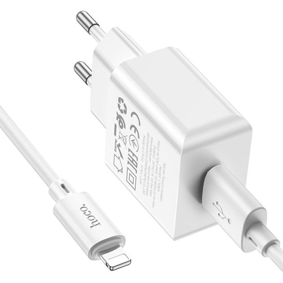 Мережевий зарядний пристрій HOCO C106A Leisure single port charger set(iP) 10.5W White | Зображення 4