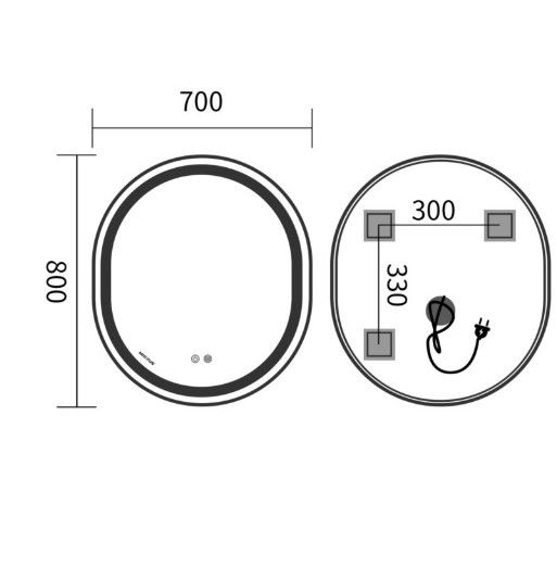 Дзеркало Mixxus Premium ELLIPSE MV05-80x70-REVERSE WHITE (LED Touch, Anti-fog (3-6kK)) (MP6645) | Зображення 1