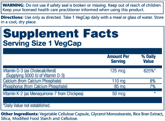 Vitamin D-3 &amp; K-2 - 120 vcaps | Зображення 1