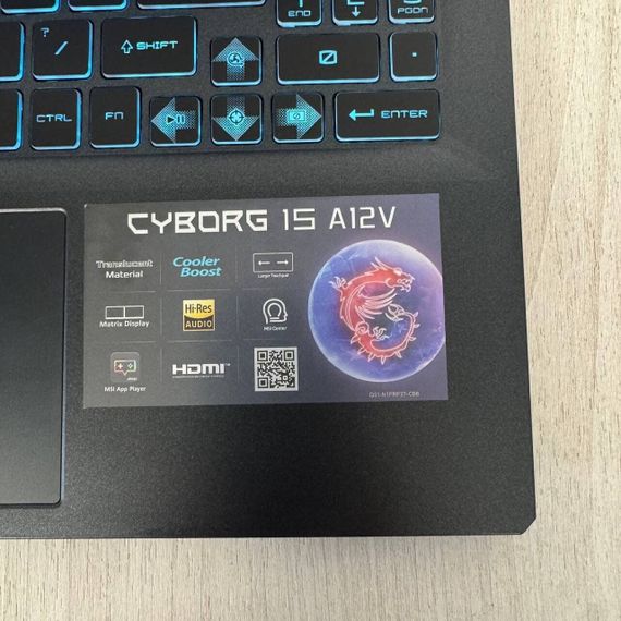 Игровой ноутбук Б-класс MSI Cyborg 15 A12VF / 15.6" (1920x1080) IPS / Intel Core i5-12450H (8 (12) ядер по 3.3 - 4.4 GHz) / 16 GB DDR5 / 512 GB SSD M.2 / nVidia GeForce RTX 4060, 8 GB GDDR6, 128-bit / WebCam б/у | Зображення 3