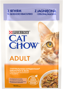 Вологий корм Purina CAT CHOW Adult для дорослих котів, ягня та зелена квасоля 85г