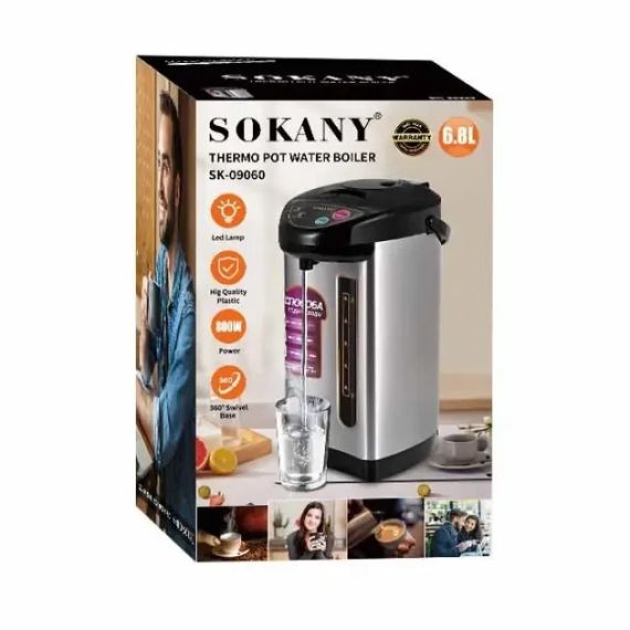 Термопот електричний чайник термос Sokany SK-09060 на 6,8 л 800 Вт | Зображення 2