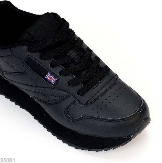 Стильные повседневные черные кроссовки на шнуровке доступная цена | Зображення 4