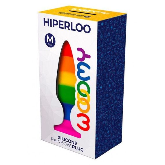 Силіконова анальна пробка Wooomy Hiperloo Silicone Rainbow Plug M, діаметр 2,9 см, довжина 11 см | Зображення 2