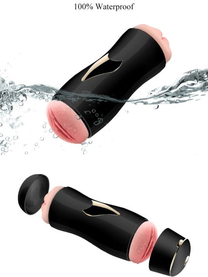 Мастурбатор із двома входами на присосці Boss Series: Vibrating Masturbation Cup Black, BS6300056 Sex Aura | Зображення 4