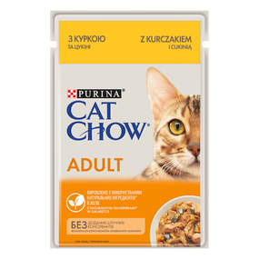 Вологий корм для дорослих котів Purina® Cat Chow® Adult ніжні шматочки в желе з куркою та цукіні 85 г 85 г