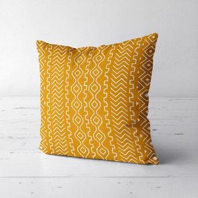 Подушка декоративная Soft Белый орнамент на желтом фоне 45х45 см (45PST_FLORA005)