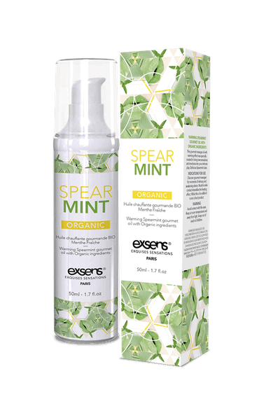 Массажное масло EXSENS Organic 50мл разогревающее, без сахара, без парабенов, съедобное, Spear Mint