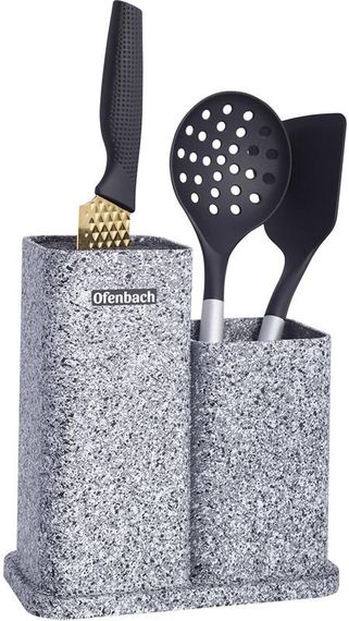 Підставка-колода Ofenbach Grey Marble для кухонних ножів 21х12х23см, подвійна | Зображення 1