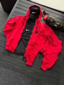 Комплект костюм  Nike + бананка та кепка колір червоний, чорний.