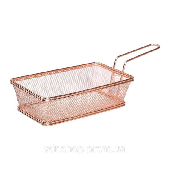 Корзина сервировочная 21×11.5×5.5 см для подачи картофеля фри и снеков с ручкой Розовая HP-19-11-R