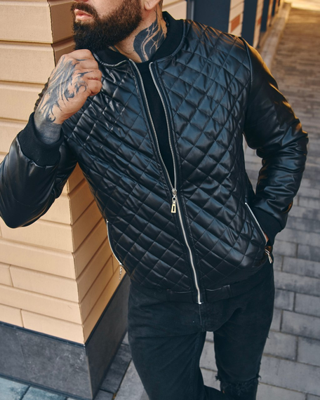 Кожанка Ромб чёрный S L | Зображення 1