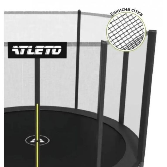 Батут дитячий Atleto 374 см із захисною сіткою і драбиною для дому та дачі чорний 42400459 | Зображення 6