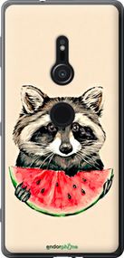 Чохол на Sony Xperia XZ2 H8266 Єнотик з кавуном "4605u-1378-2448"