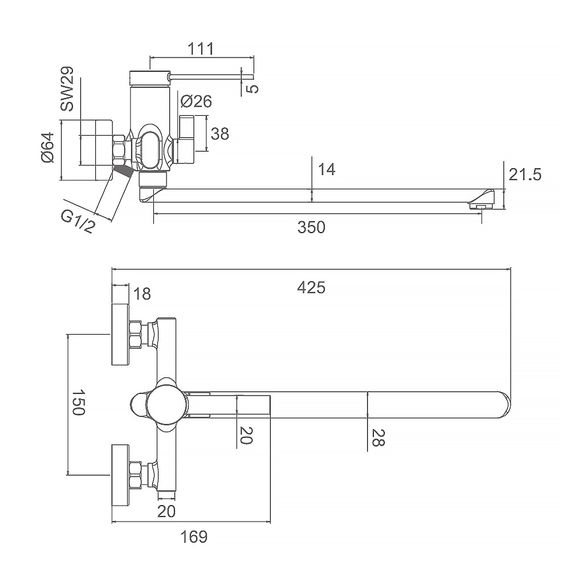 Змішувач для ванни Frap F2267-6 | Зображення 1