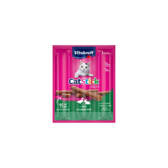 ЛАСОЩІ ДЛЯ КОТІВ VITAKRAFT М'ЯСНІ ПАЛИЧКИ КАЧКА ТА КРОЛИК 3Х6Г 20 г