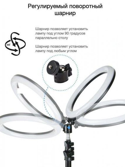 Кільцева LED лампа YQ-320B (30см) з утримувачем телефону для бьюті селфі зйомки Ring Light | Зображення 3