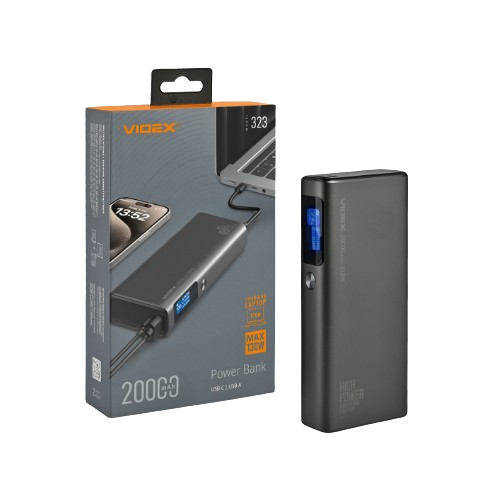 Павербанк 20000 mAh Videx VPB-323 100W PD LED дисплей чорний | Зображення 7