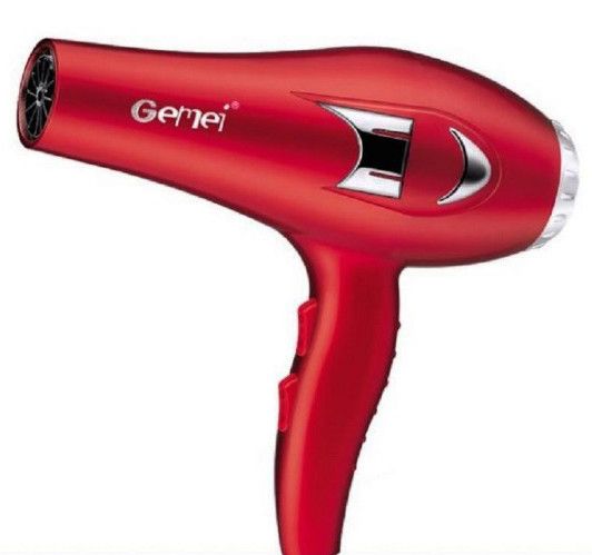 Фен Gemei GM-1705 для сушіння укладання волосся електрофен з концентратором 1500 Вт Червоний | Зображення 1