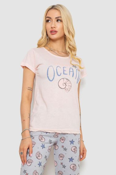 Піжама жіноча з принтом, колір рожевий, 243R7132 | Зображення 1
