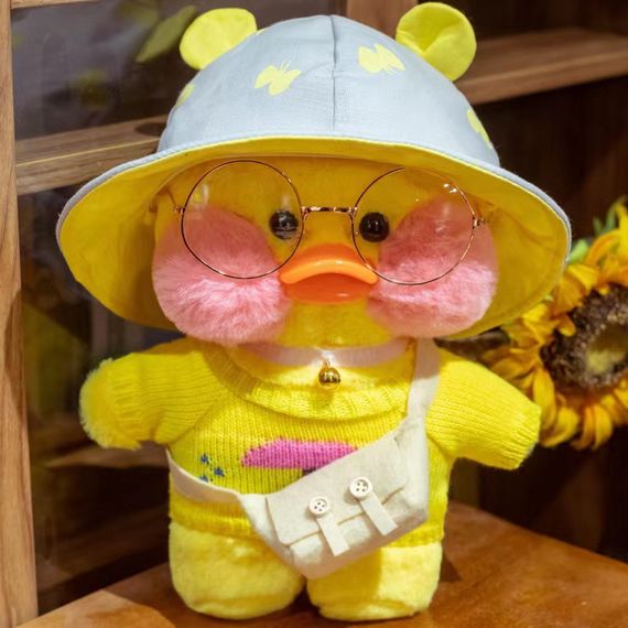 М'яка Іграшка Качка  Lalafanfan Сюзі Cafe Mimi  Оригінал Лалафанфан Жовта в Капелюсі