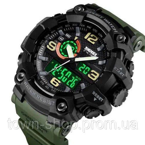 Часы наручные мужские SKMEI 1520AG ARMY GREEN, военные мужские наручные часы зеленые. Цвет: зеленый | Зображення 3