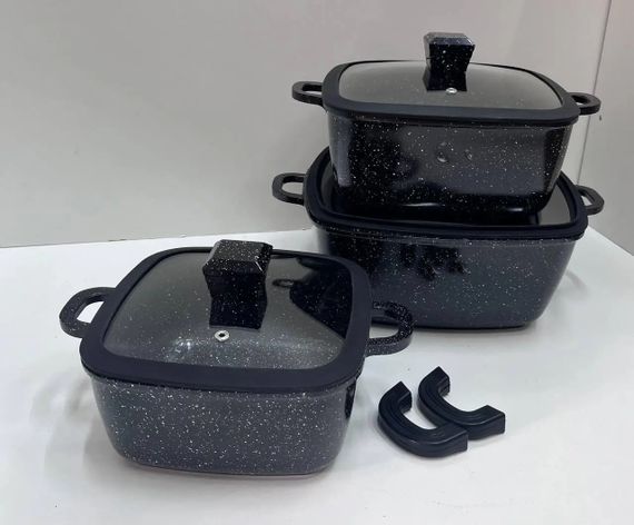 Набір каструль з антипригарним покриттям XPRO HK-323 чорна (41924-HK-323 ЧЕРНЫЕ_1940) | Зображення 2