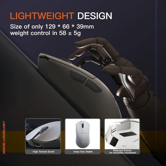 Бездротова ігрова миша Darmoshark M3 трирежимна 2.4G/USB-C/Bluetooth PAW3395 Чорна | Зображення 3