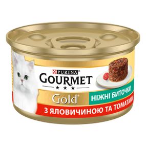 Влажный корм для котов с говядиной и томатами Gourmet Gold, 85 гр